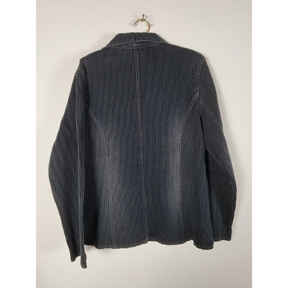 Chico's Womens Textured Gray Blaze Jacket Size 2 Notch Collar Pockets - Picture 2 of 7